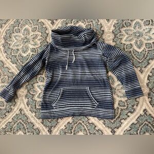 Striped Navy and White Cowlneck